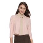 Women's Nina Leonard Eyelet-chain Open Front Bolero, Size: Small, Dark Red