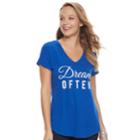 Women's Apt. 9&reg; Graphic V-neck Tee, Size: Medium, Blue
