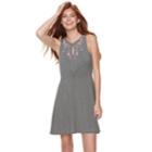 Juniors' Candie's&reg; Floral Embroidered Skater Dress, Teens, Size: Large, Med Grey