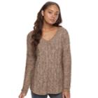 Women's Sonoma Goods For Life&trade; Cable Knit V-neck Sweater, Size: Large, Med Brown