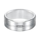 Men's 14k White Gold Beveled Wedding Band, Size: 10
