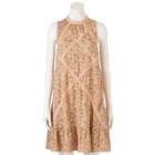 Women's Lc Lauren Conrad Print Lace-trim Shift Dress, Size: Small, Pink