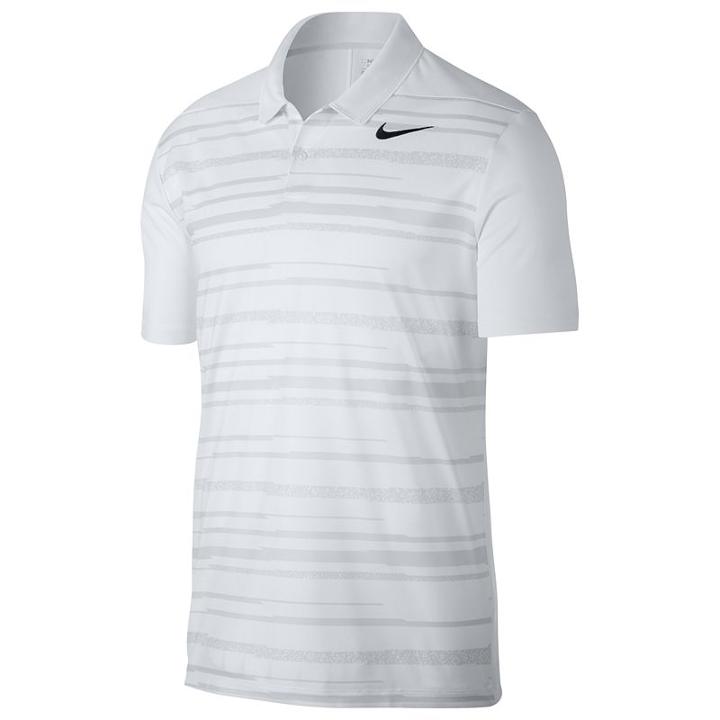Men's Nike Essential Regular-fit Dri-fit Striped Performance Golf Polo, Size: Small, White