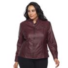 Plus Size Gallery Faux-leather Moto Jacket, Women's, Size: 1xl, Red