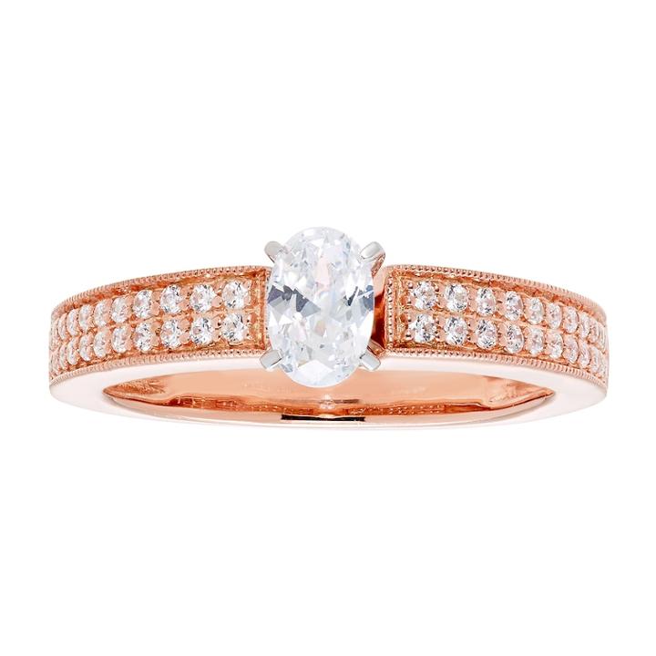 14k Gold Oval Cut 3/4 Carat T.w. Igl Certified Diamond Engagement Ring, Women's, Size: 8.50, White