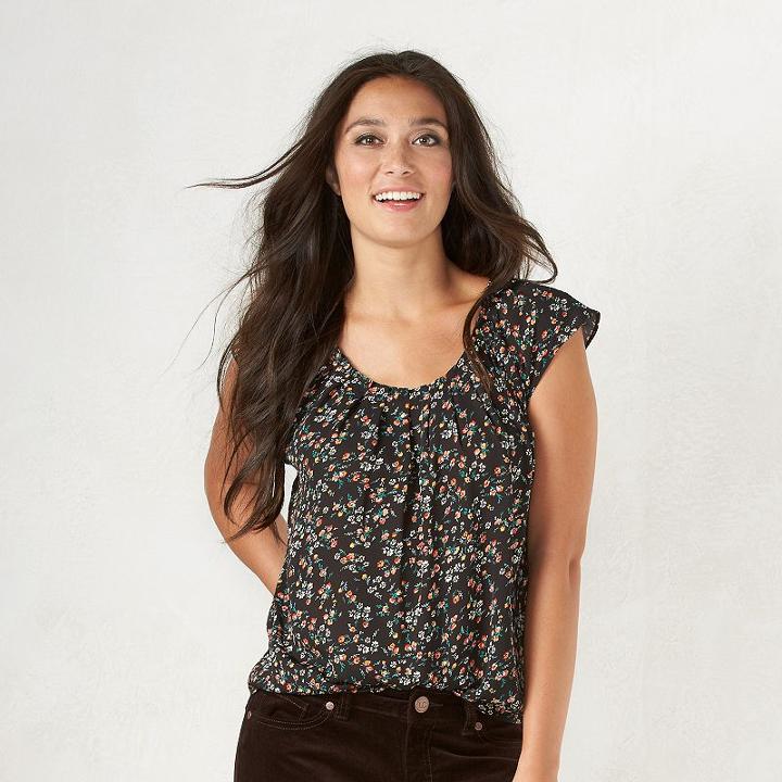 Women's Lc Lauren Conrad Pleated Top, Size: Xl, Oxford