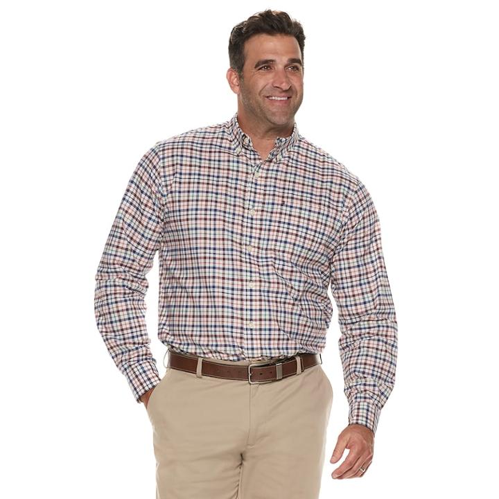 Big & Tall Izod Newport Classic-fit Plaid Oxford Button-down Shirt, Men's, Size: 2xb, Drk Purple