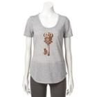 Women's Juicy Couture Foiled Graphic Tee, Size: Large, Light Grey