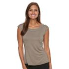 Women's Dana Buchman Button-shoulder Top, Size: Small, Dark Beige
