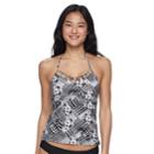 Mix And Match Tie-dye Halterkini Top, Teens, Size: Large, Black White Tie Dye