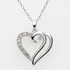 Sterling Silver Diamond Accent Swirl Heart Pendant, Women's, White