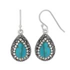 Tori Hill Sterling Silver Simulated Turquoise And Marcasite Teardrop Earrings, Women's, White
