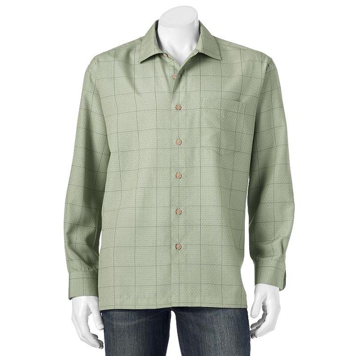 Men's Batik Bay Grid Easy-care Casual Button-down Shirt, Size: Small, Green Oth