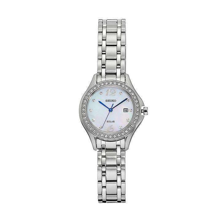 Seiko Women's Core Crystal Stainless Steel Solar Watch - Sut311, Silver