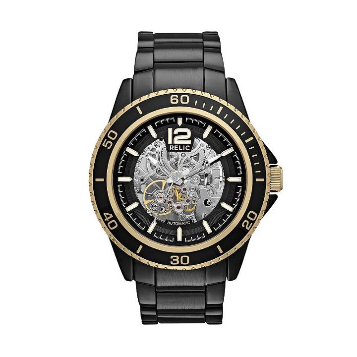 Relic Men's Blake Automatic Skeleton Watch, Size: Large, Black