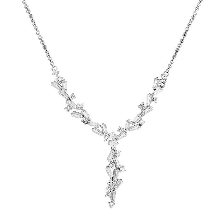 Simply Vera Vera Wang Sterling Silver Lab-created White Sapphire Baguette Y Necklace, Women's, Size: 17