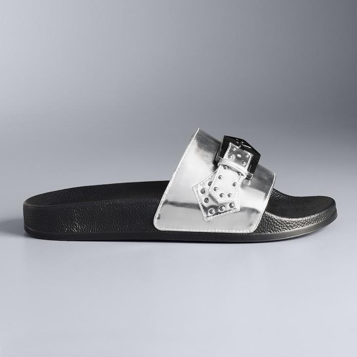 Simply Vera Vera Wang Symbols Women's Slides, Size: 8.5, Light Grey