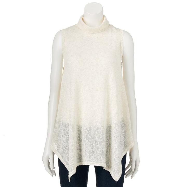 Women's Apt. 9&reg; Metallic Turtleneck Tunic, Size: Small, White