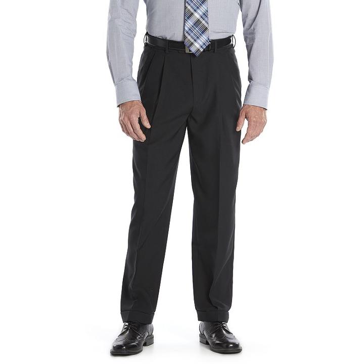 Men's Croft & Barrow® Essential Classic-fit Pleated Dress Pants, Size: 36x30, Black