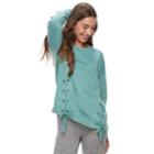 Juniors' Pink Republic Lace-up Sweatshirt, Teens, Size: Small, Green