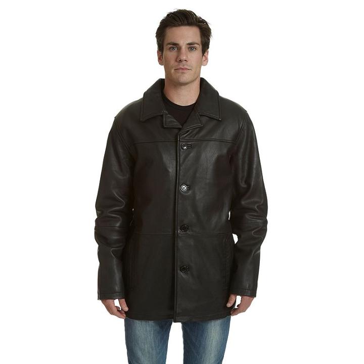Men's Excelled Leather Car Coat, Size: Medium, Black