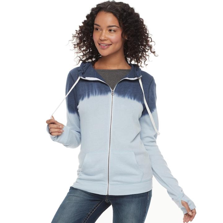 Juniors' So&reg; Thumb Hole Zip-up Hoodie, Teens, Size: Xl, Blue (navy)