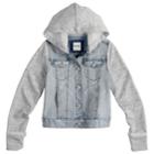 Girls 7-16 Mudd&reg; Knit Sleeve Denim Jacket, Size: 14, Blue
