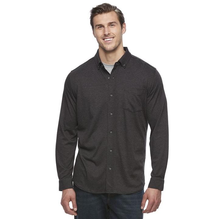 Big & Tall Croft & Barrow&reg; Classic-fit Stretch Button-down Shirt, Men's, Size: 3xl Tall, Dark Grey