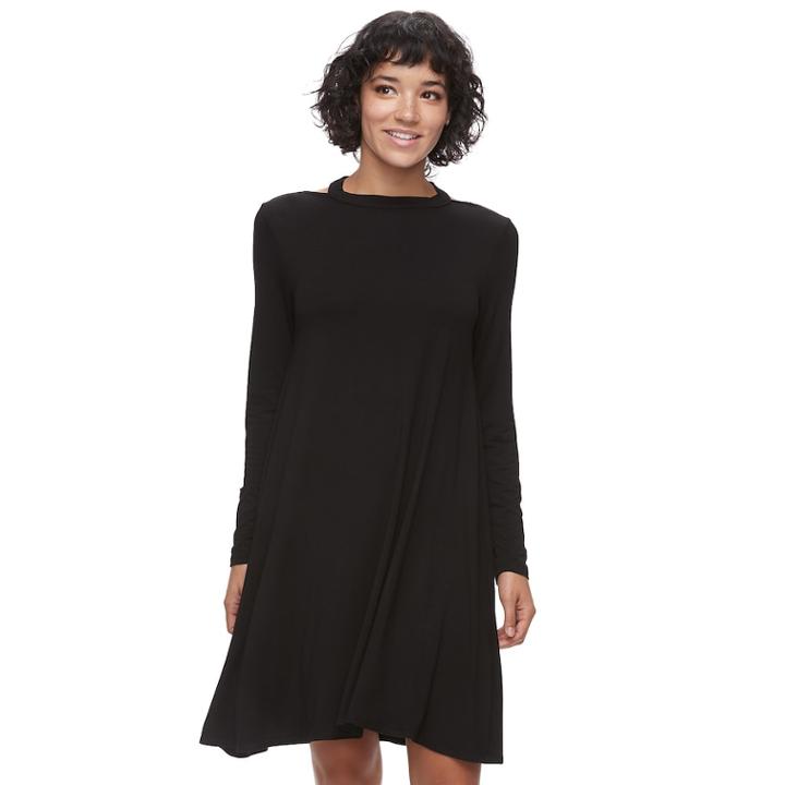 Juniors' So&reg; Keyhole Back Swing Dress, Teens, Size: Large, Black