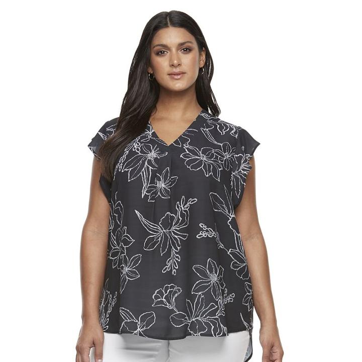 Plus Size Apt. 9&reg; Ruffle Georgette Top, Women's, Size: 1xl, White
