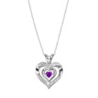 Sterling Silver Amethyst Sapphire Heart Pendant Necklace, Women's, Size: 18, Purple
