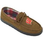 Men's Wide-width Wisconsin Badgers Microsuede Moccasins, Size: 9, Brown
