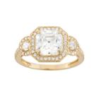 10k Gold Cubic Zirconia Halo Engagement Ring, Women's, Size: 5, White