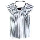 Girls 7-16 Iz Amy Byer Ruffle Stripe Top With Heart Necklace, Girl's, Size: Large, Dark Grey
