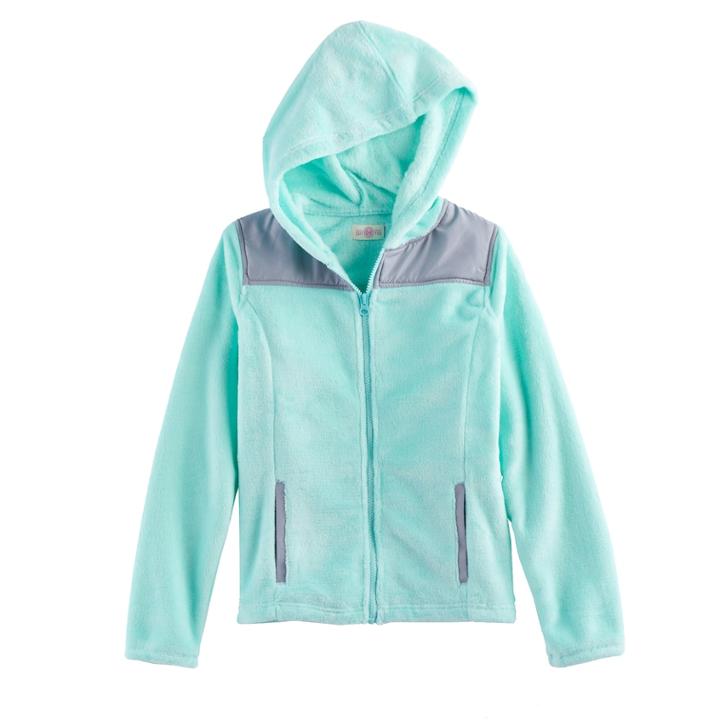 Girls 7-16 & Plus Size So&reg; Hooded Sherpa Zip-up Jacket, Size: 16 1/2, Blue