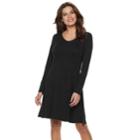 Women's Apt. 9&reg; Scoopneck Fit & Flare Dress, Size: Xs, Black