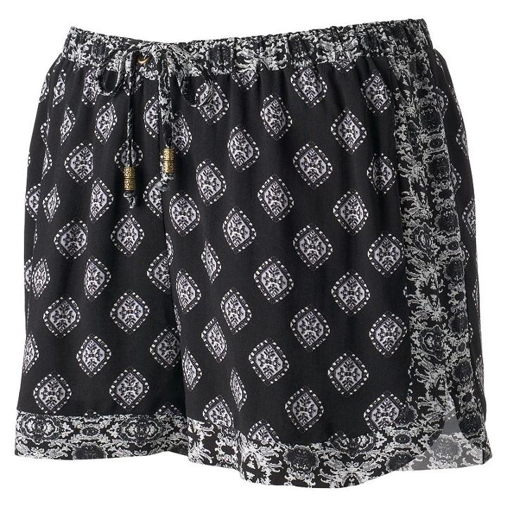 Juniors' Pink Republic Mix-print Shortie Shorts, Girl's, Size: Xl, Black