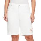 Plus Size Gloria Vanderbilt Amanda Embroidered Bermuda Shorts, Women's, Size: 24 W, White
