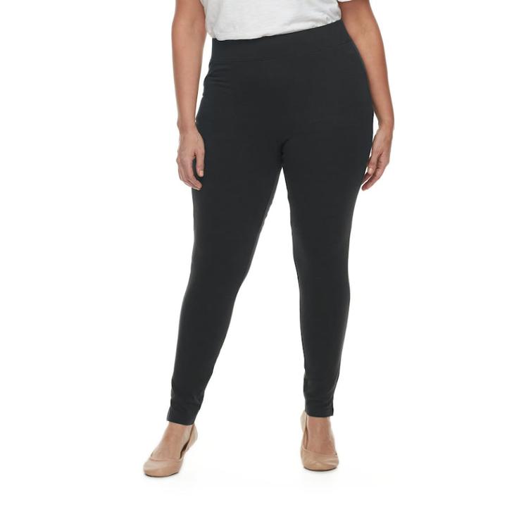 Plus Size Utopia By Hue Ankle Slit Leggings, Women's, Size: 2xl, Black