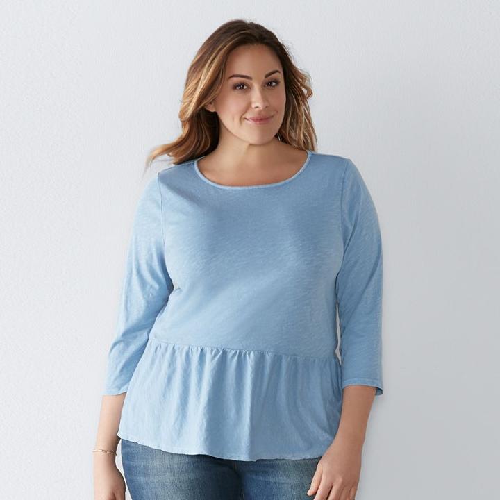 Plus Size Sonoma Goods For Life&trade; Peplum Top, Women's, Size: 2xl, Med Blue