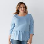 Plus Size Sonoma Goods For Life&trade; Peplum Top, Women's, Size: 2xl, Med Blue