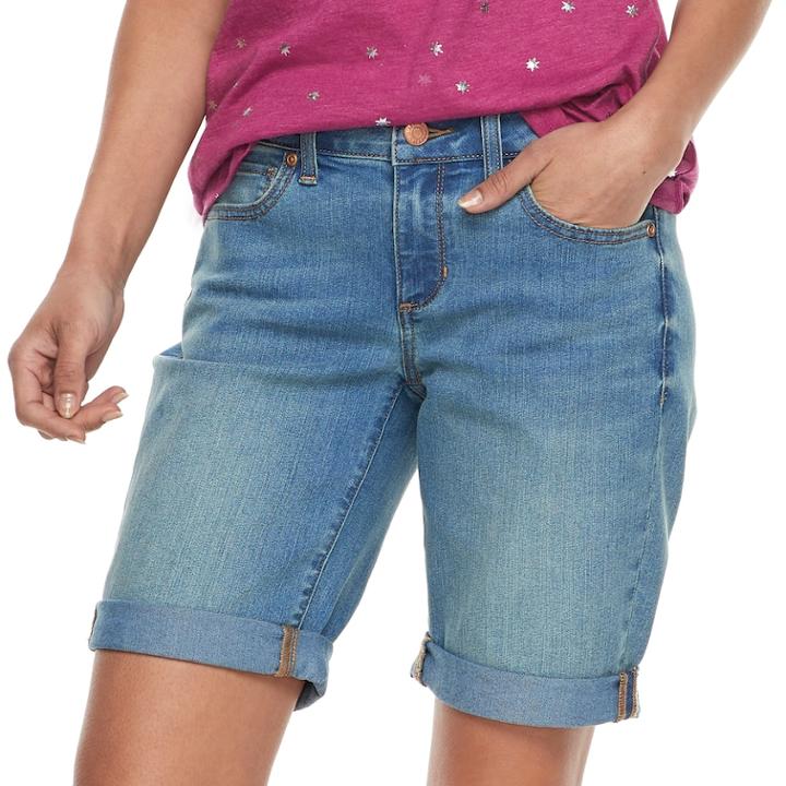 Women's Sonoma Goods For Life&trade; Cuffed Bermuda Jean Shorts, Size: 12, Light Blue