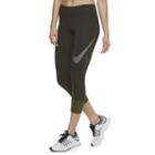 Women's Nike Power Essential Swoosh Running Capris, Size: Small, Green Oth