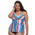 Plus Size Apt. 9&reg; Tummy Slimmer Striped Bandeaukini Top, Women's, Size: 1xl, Sunrise Stripe