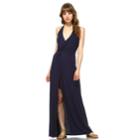 Women's White Mark Split-front Overlay Maxi Dress, Size: Large, Blue (navy)