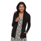 Petite Dana Buchman Long Sleeve Cardigan, Women's, Size: M Petite, Black