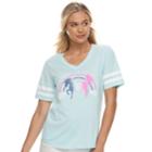 Juniors' I Believe In Unicorns Varsity Graphic Tee, Teens, Size: Xs, Light Blue