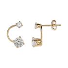24k Gold-over-silver Cubic Zirconia Curved Drop Earrings, Women's, White