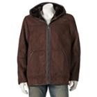Men's Excelled Hooded Faux-shearling Jacket, Size: Medium, Brown