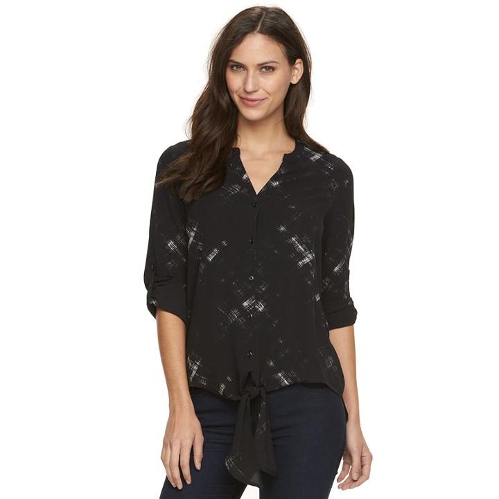 Women's Apt. 9&reg; Textured High-low Blouse, Size: Medium, Black